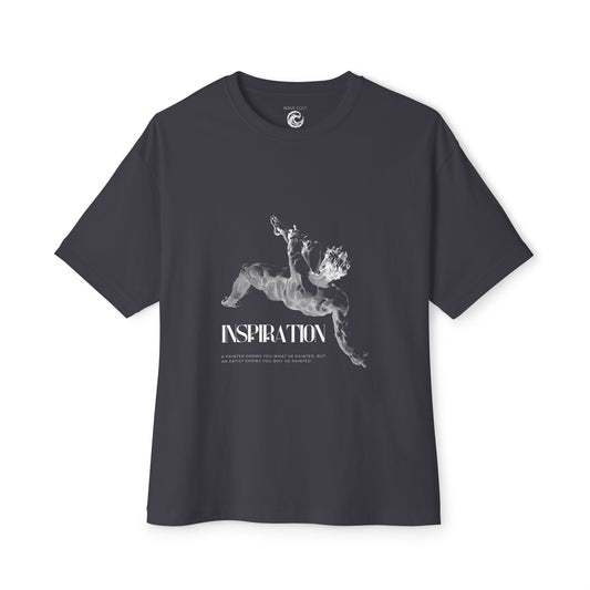 Inspiration Angel Graphic Tee — Oversized Boxy Black T-Shirt