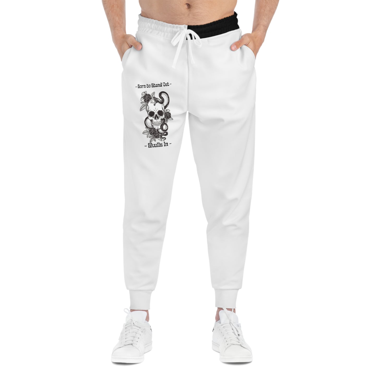 Skull & Roses Athletic Joggers — "Born to Roam" Graphic Sweatpants