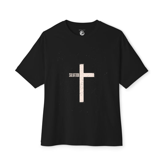 Salvation Cross Tee — Christian Faith Oversized T‑Shirt