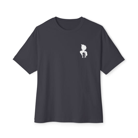 Anime Super Saiyan Tee — Black Oversized Boxy Shirt featuring Muscular Goku Silhouette