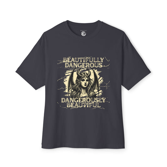 Beautifully Dangerous Graphic Tee — “Beautifully Dangerous, Dangerously Beautiful” Gothic Woman Shirt