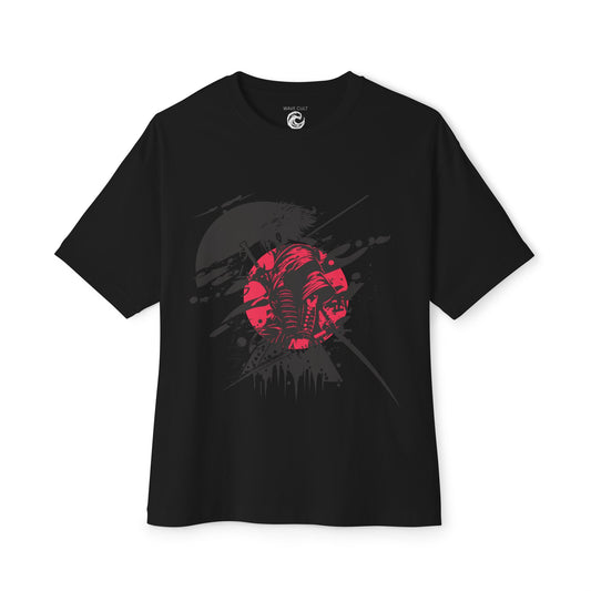 Graphic Tee — Red Samurai Sun Abstract Design