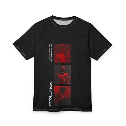 Evolution Muscle Tee — Vintage Red Photo Collage Athletic T‑Shirt