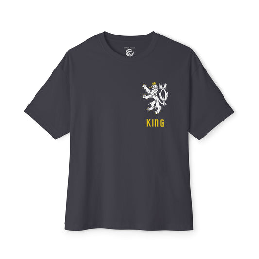 King Lion Crest Tee — Oversized Boxy Black T‑Shirt
