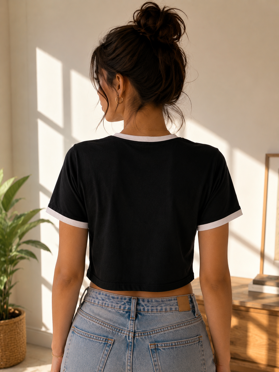 Skull Ringer Top — "Death Skull" Retro Goth Graphic Shirt