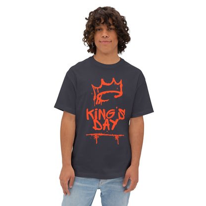 King's Day Graphic Tee — Oversized Boxy Shirt with Red Crown Design