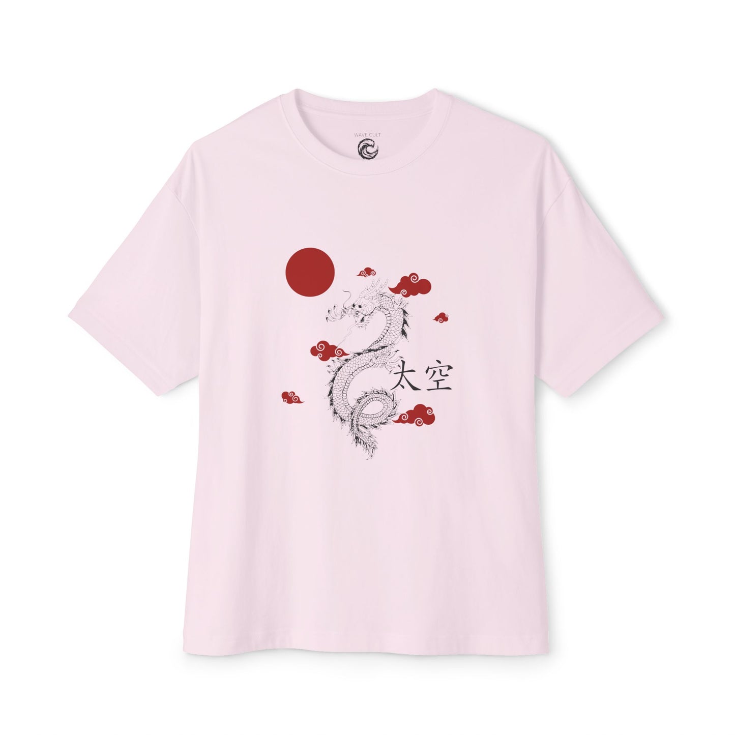 Dragon Graphic Tee — Japanese Red Sun & Clouds Oversized T-Shirt