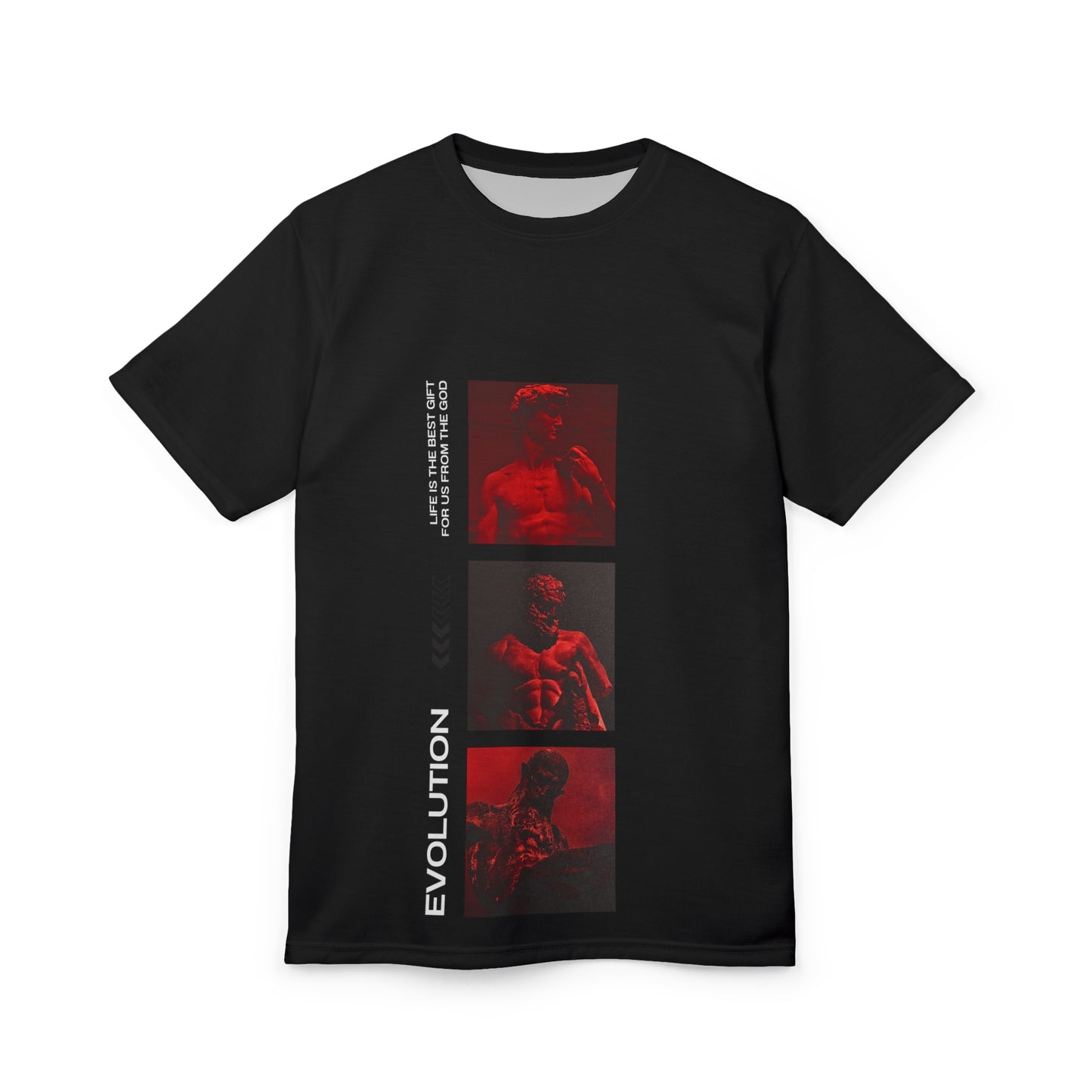 Evolution Muscle Tee — Vintage Red Photo Collage Athletic T‑Shirt