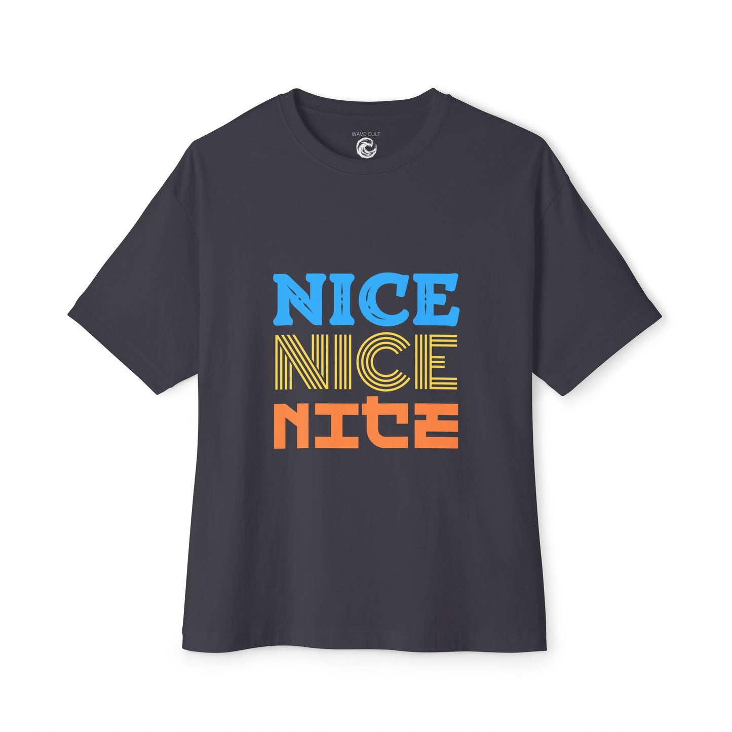Nice Nice Nice Boxy Tee — Retro Colorblock Graphic T‑Shirt