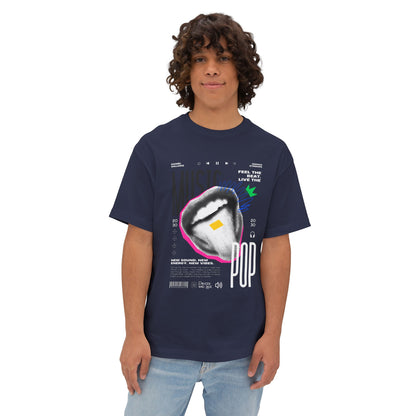 Pop Music Graphic Tee — 'Feel the Beat, Live the Pop' Oversized Boxy T-Shirt