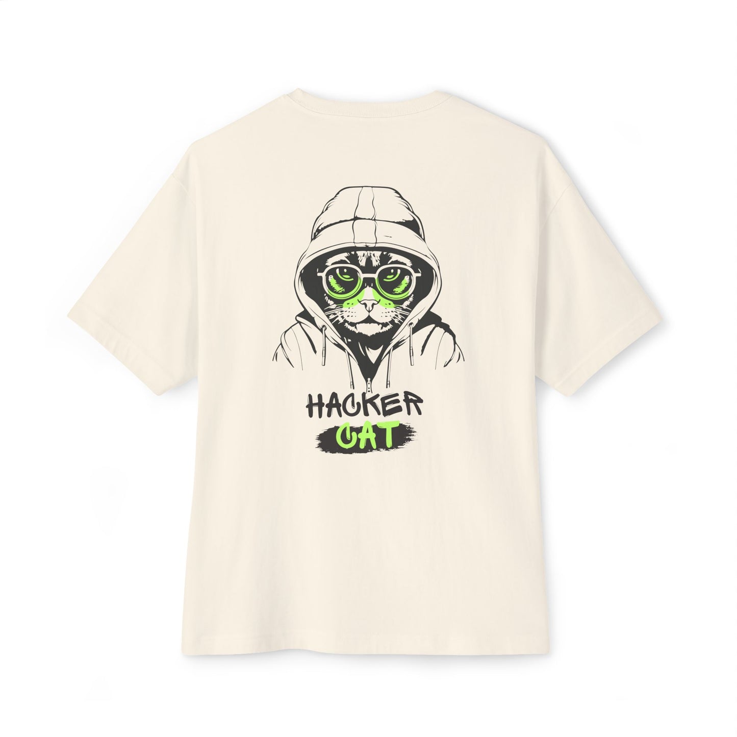 Hacker Cat Tee — Graphic Oversized Boxy T-Shirt