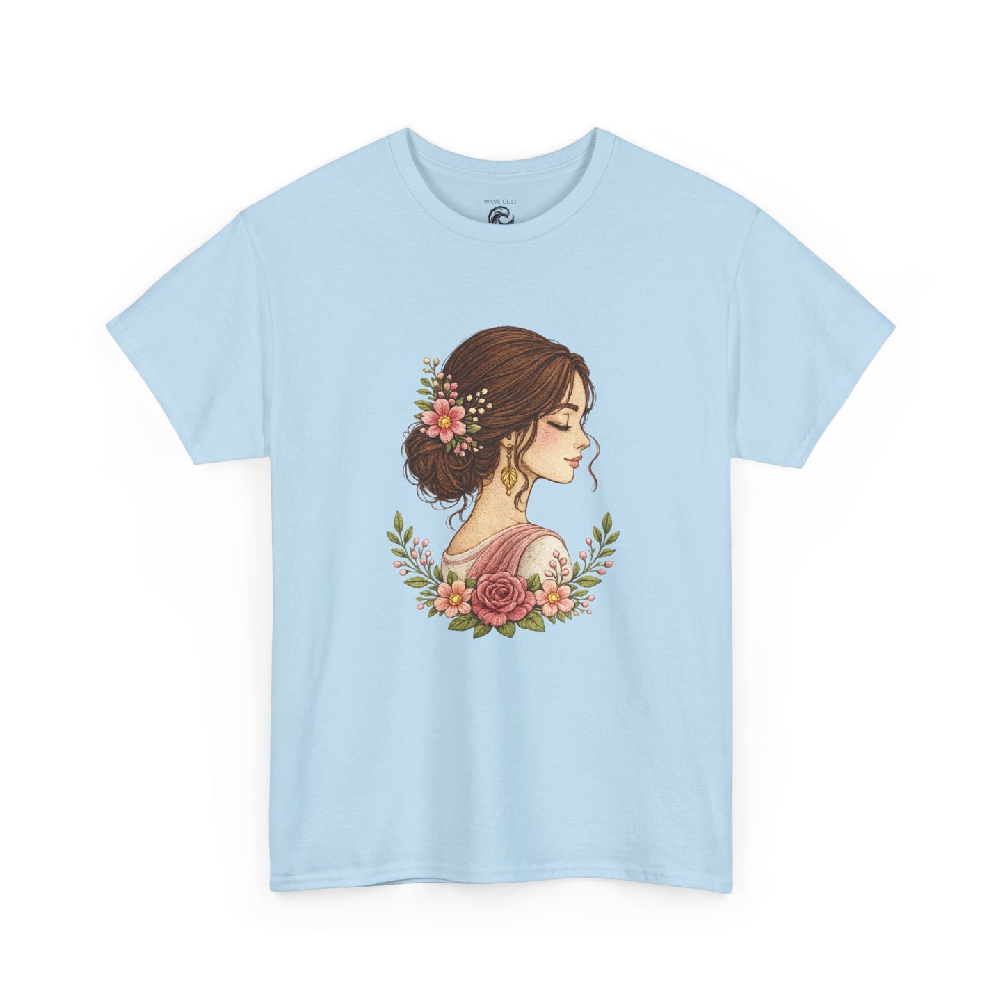 Floral Profile Tee — Vintage Woman Portrait T-Shirt