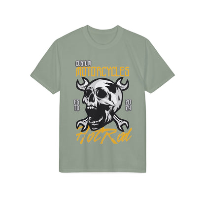 Motorcycles Hot Rod Skull T-Shirt — Biker Skull Wrench Graphic Tee