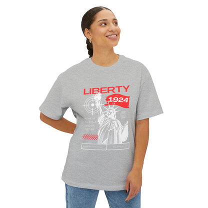 Liberty 1924 Graphic Tee - Vintage Flag Boxy T-Shirt