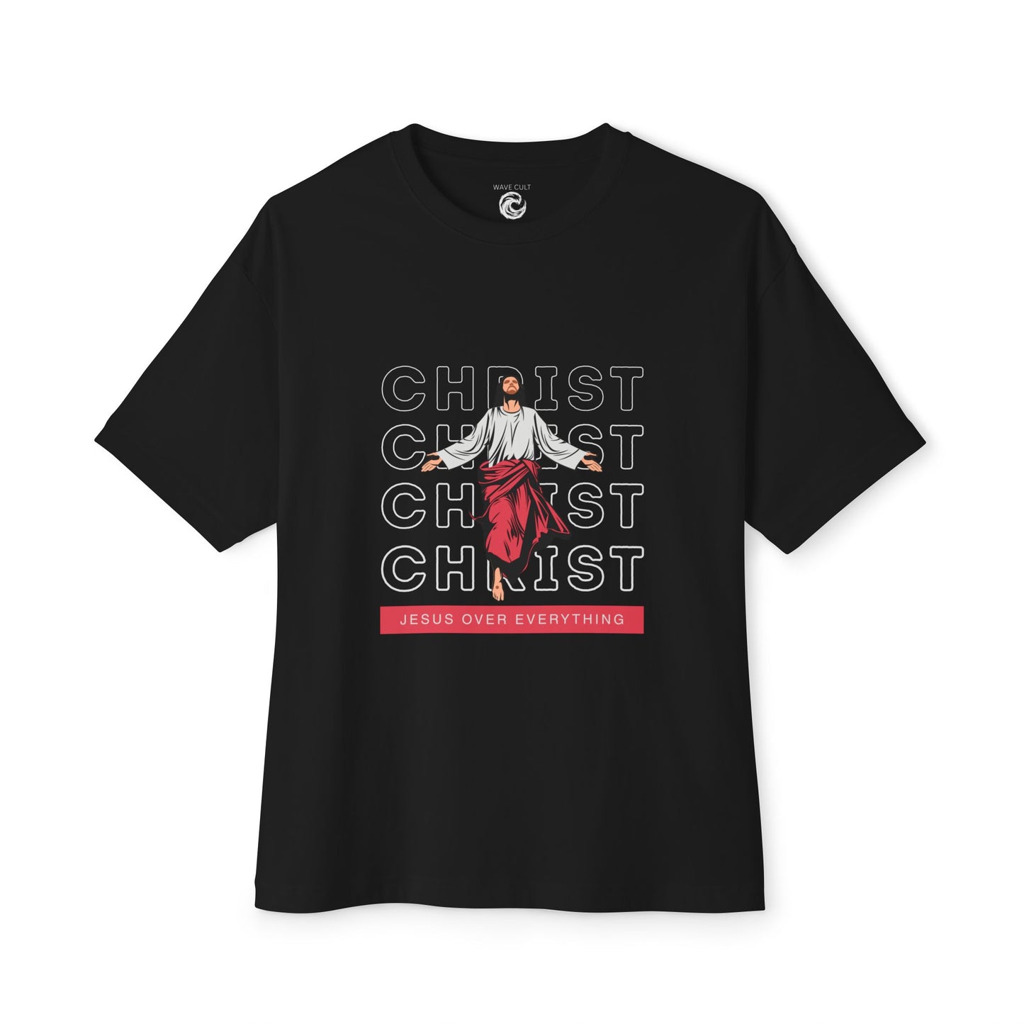 Christ Over Everything Tee — Retro Jesus Graphic Oversized Boxy Shirt