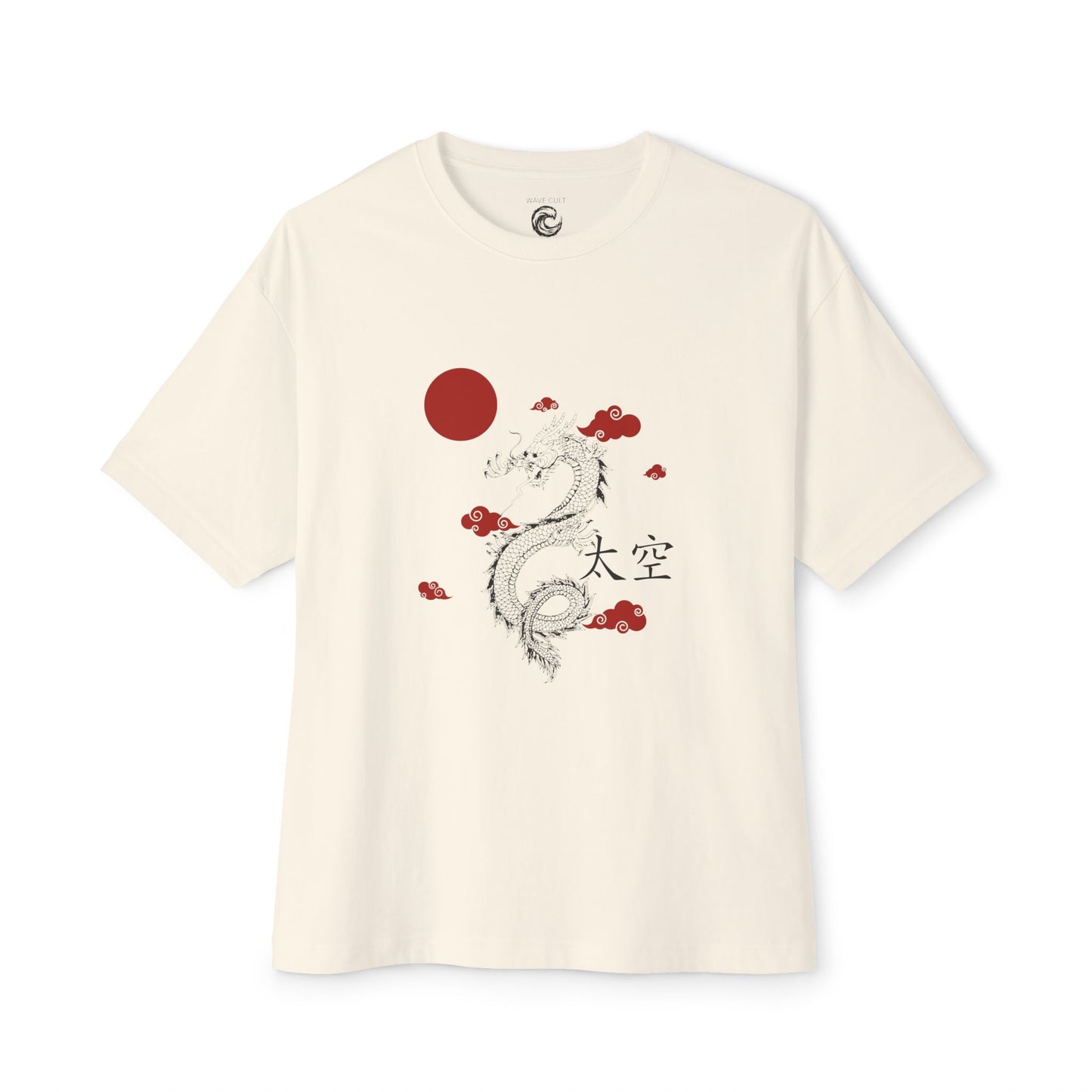 Dragon Graphic Tee — Japanese Red Sun & Clouds Oversized T-Shirt