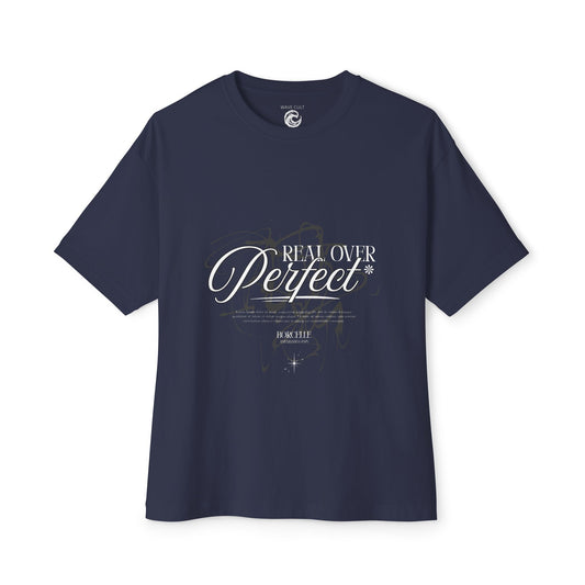 Perfect Real Lover Graphic Tee — "Real Lover Perfect" Oversized Boxy T-Shirt