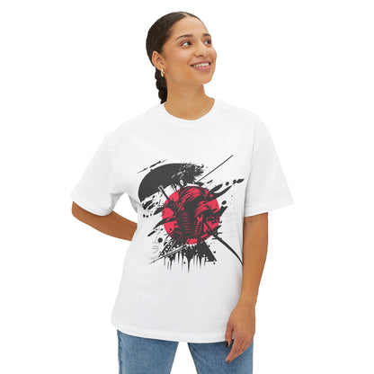 Graphic Tee — Red Samurai Sun Abstract Design