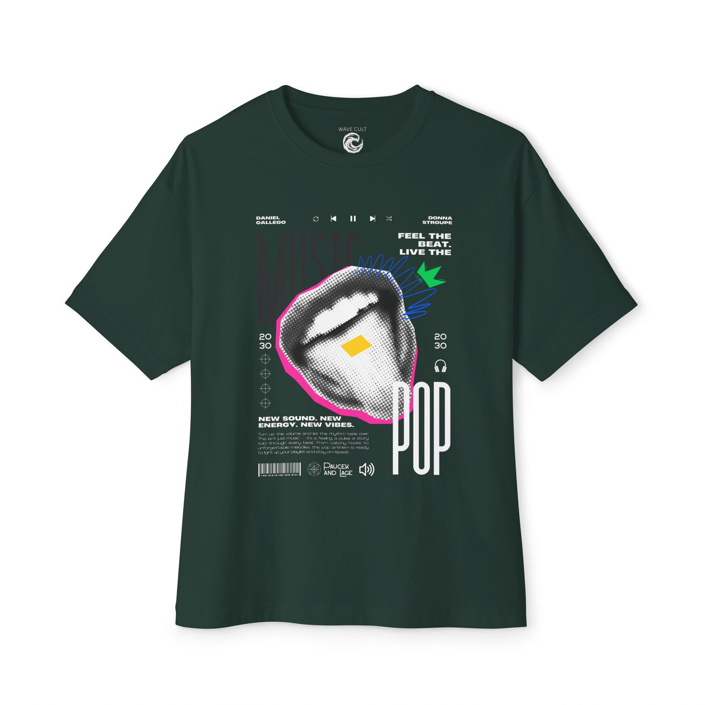Pop Music Graphic Tee — 'Feel the Beat, Live the Pop' Oversized Boxy T-Shirt