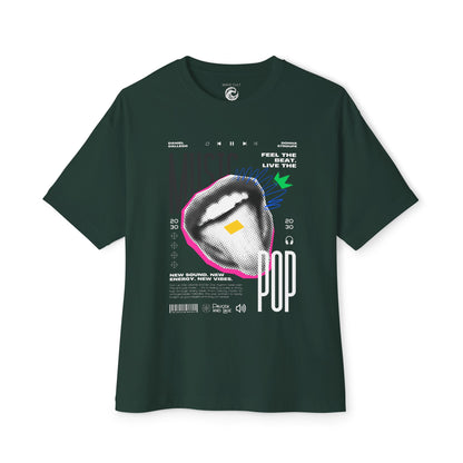 Pop Music Graphic Tee — 'Feel the Beat, Live the Pop' Oversized Boxy T-Shirt
