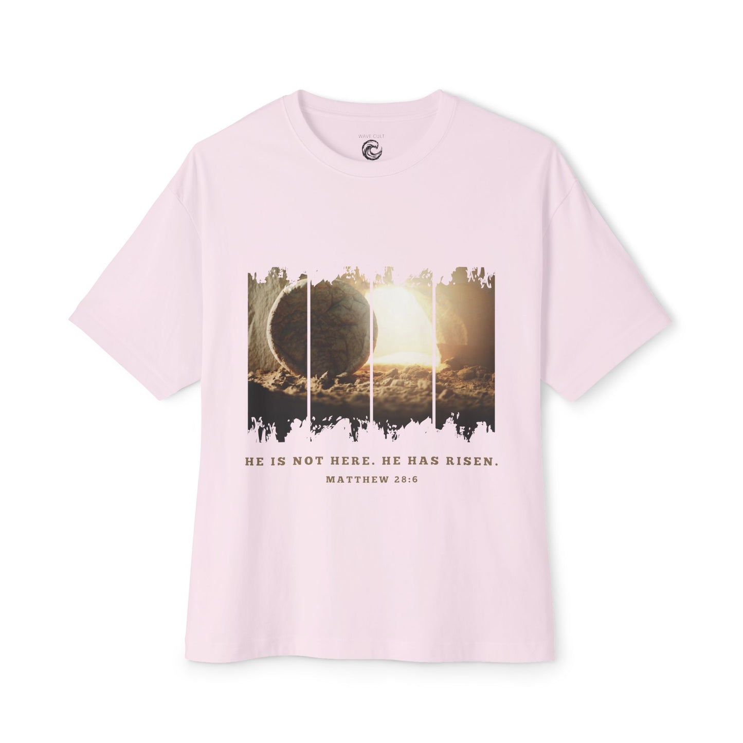 He Is Risen Oversized Tee — Easter Christian Resurrection Shirt