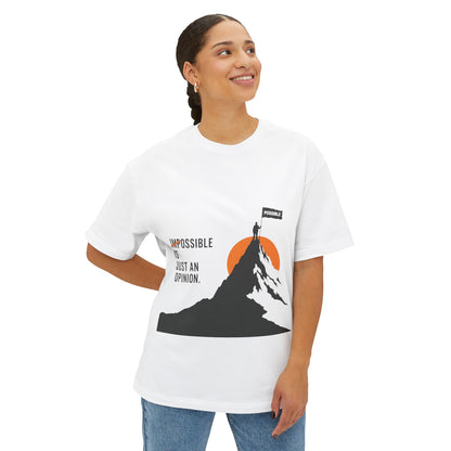 Impossible Is Just An Opinion Mountain Tee — Motivational Graphic T-Shirt
