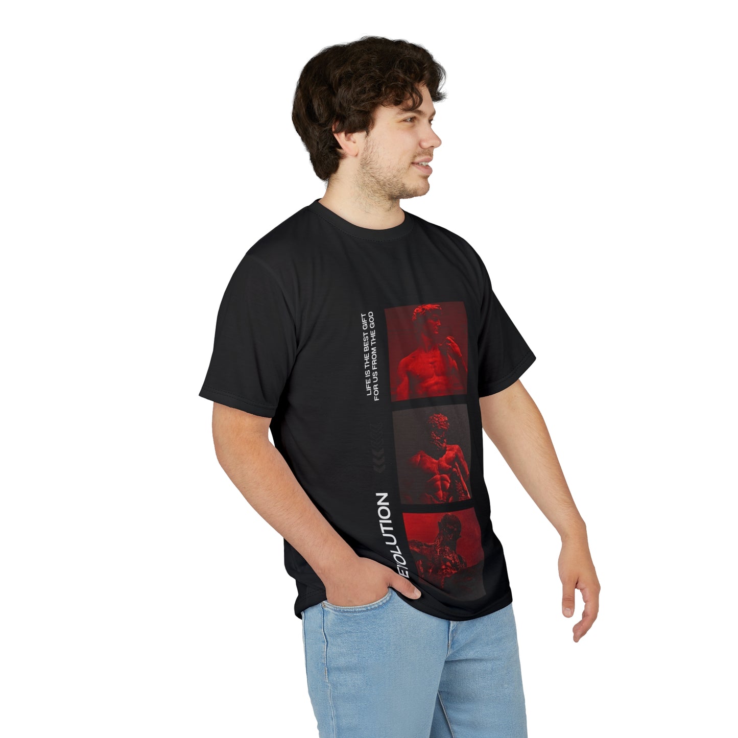 Evolution Muscle Tee — Vintage Red Photo Collage Athletic T‑Shirt