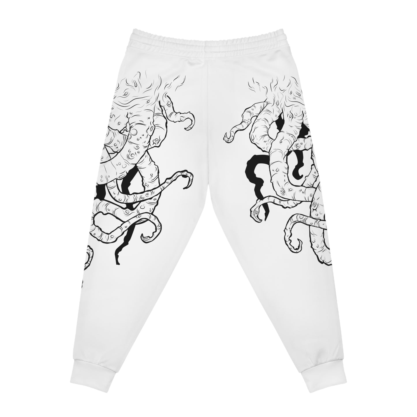 Octopus Ink Graphic Joggers — Black & White All-Over Print Athletic Pants
