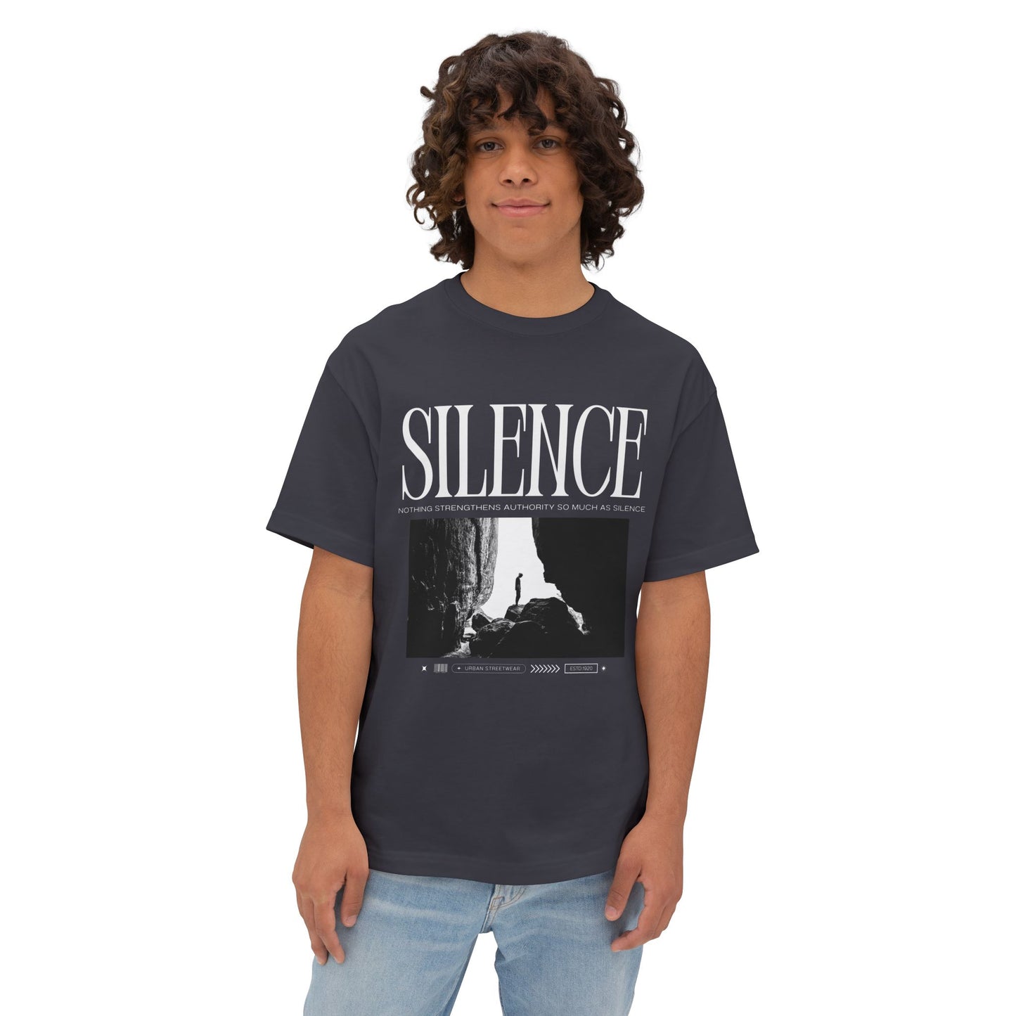 Silence Tee — Minimalist Black Graphic T-Shirt with 'SILENCE' Typography