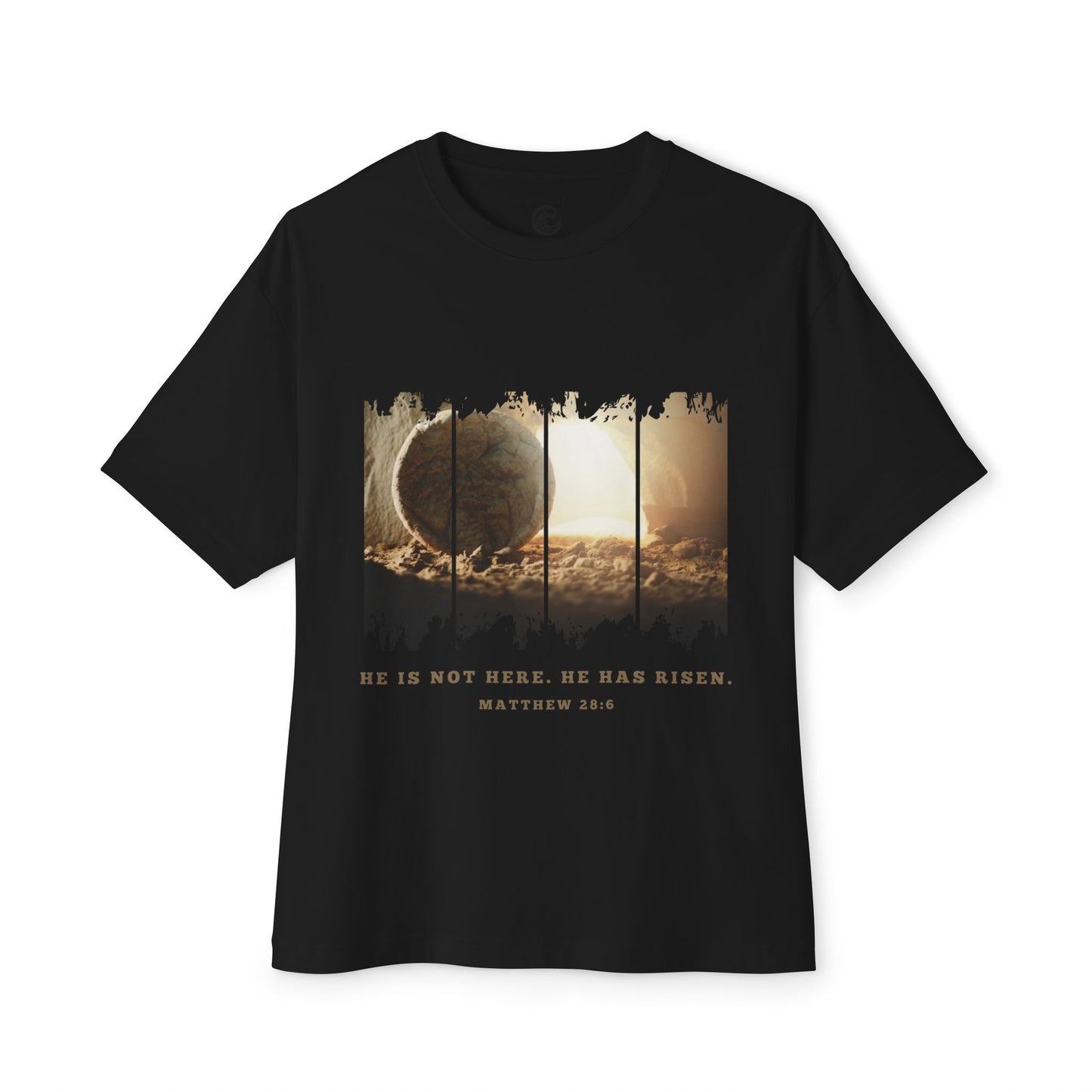 He Is Risen Oversized Tee — Easter Christian Resurrection Shirt