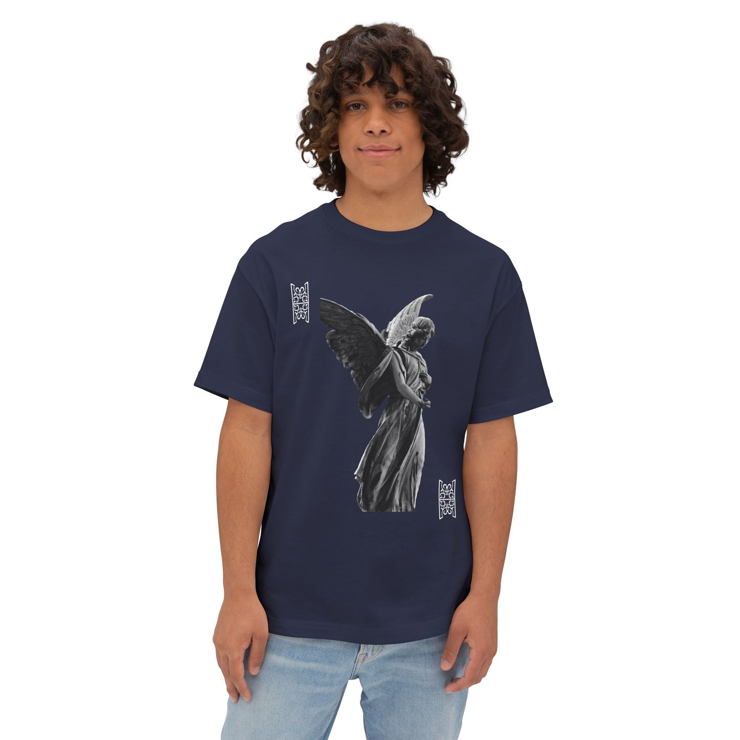 Angel Statue Graphic Tee — 'Pure Remorse' Streetwear Oversized Boxy T‑Shirt