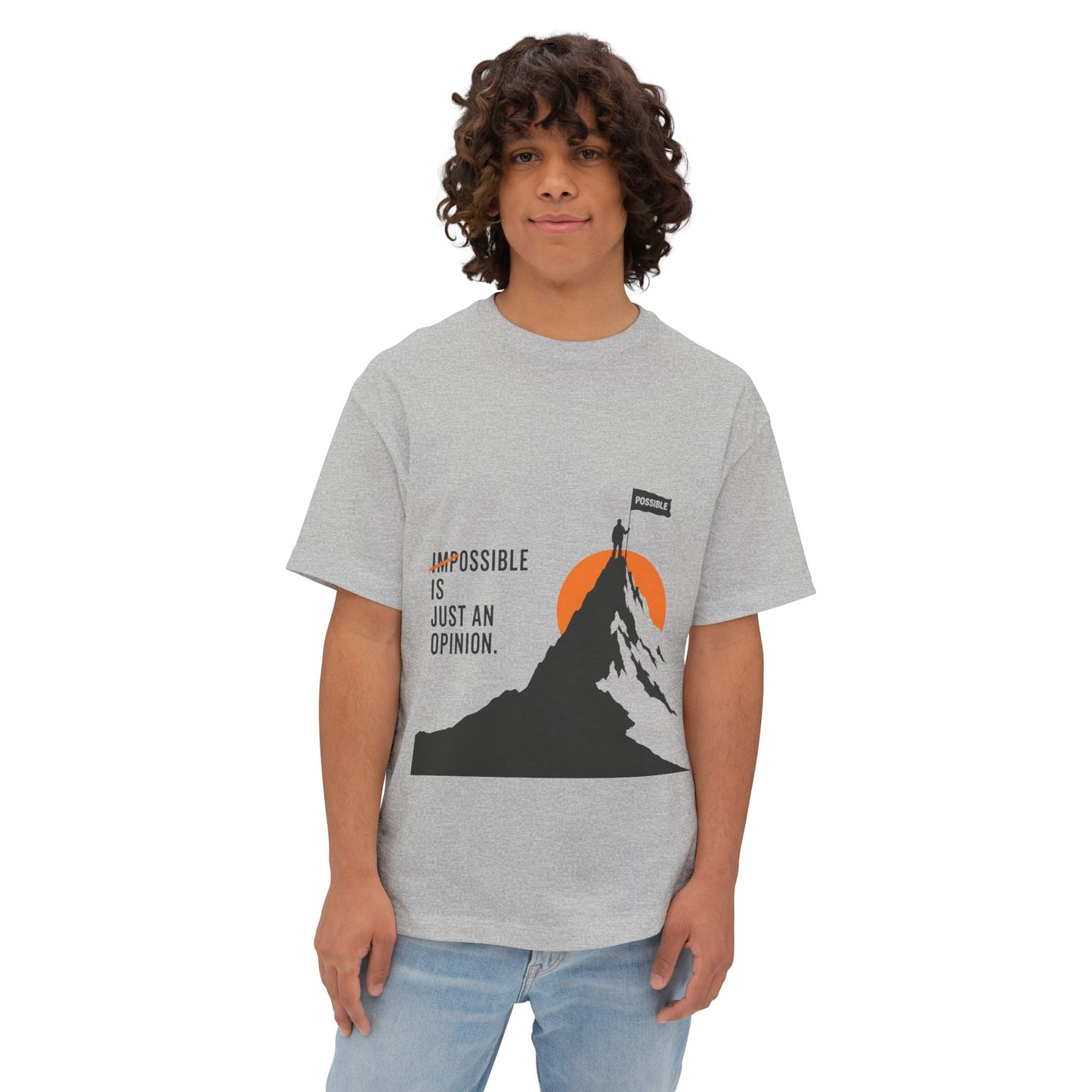 Impossible Is Just An Opinion Mountain Tee — Motivational Graphic T-Shirt