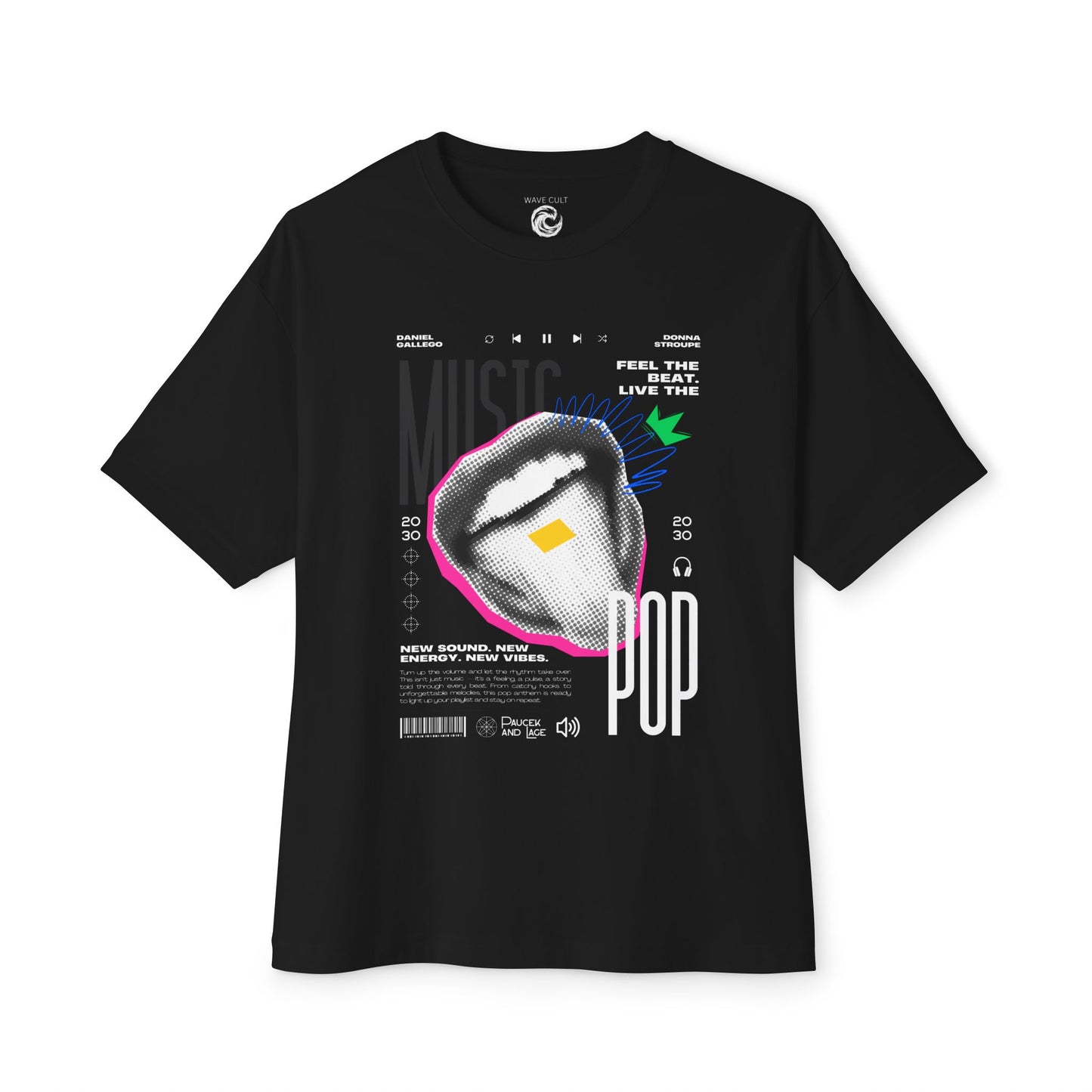 Pop Music Graphic Tee — 'Feel the Beat, Live the Pop' Oversized Boxy T-Shirt