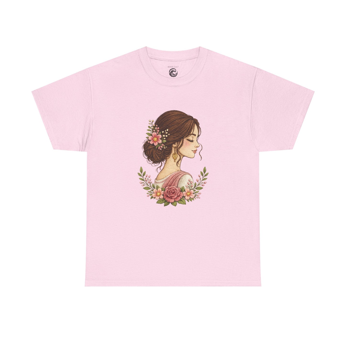 Floral Profile Tee — Vintage Woman Portrait T-Shirt