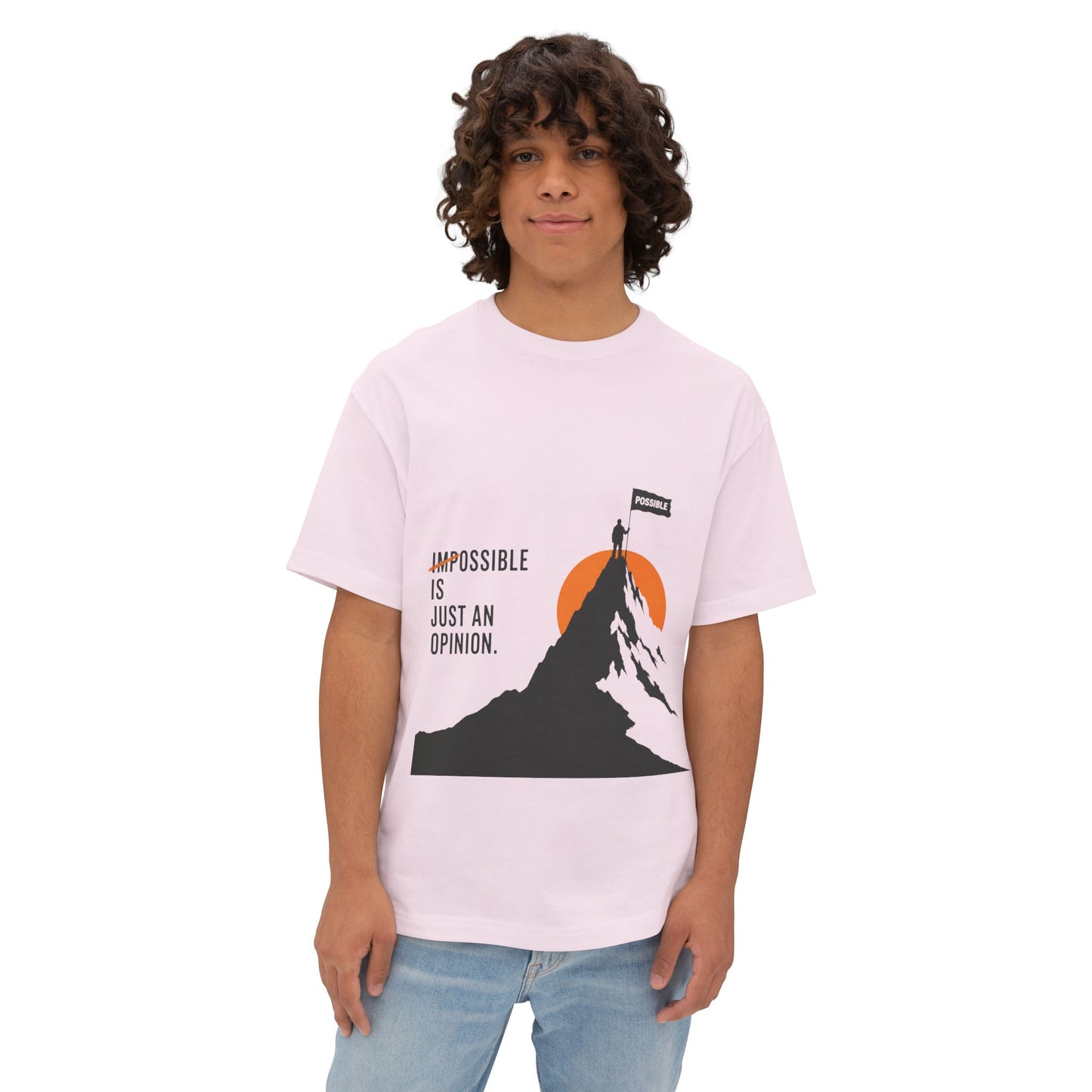 Impossible Is Just An Opinion Mountain Tee — Motivational Graphic T-Shirt