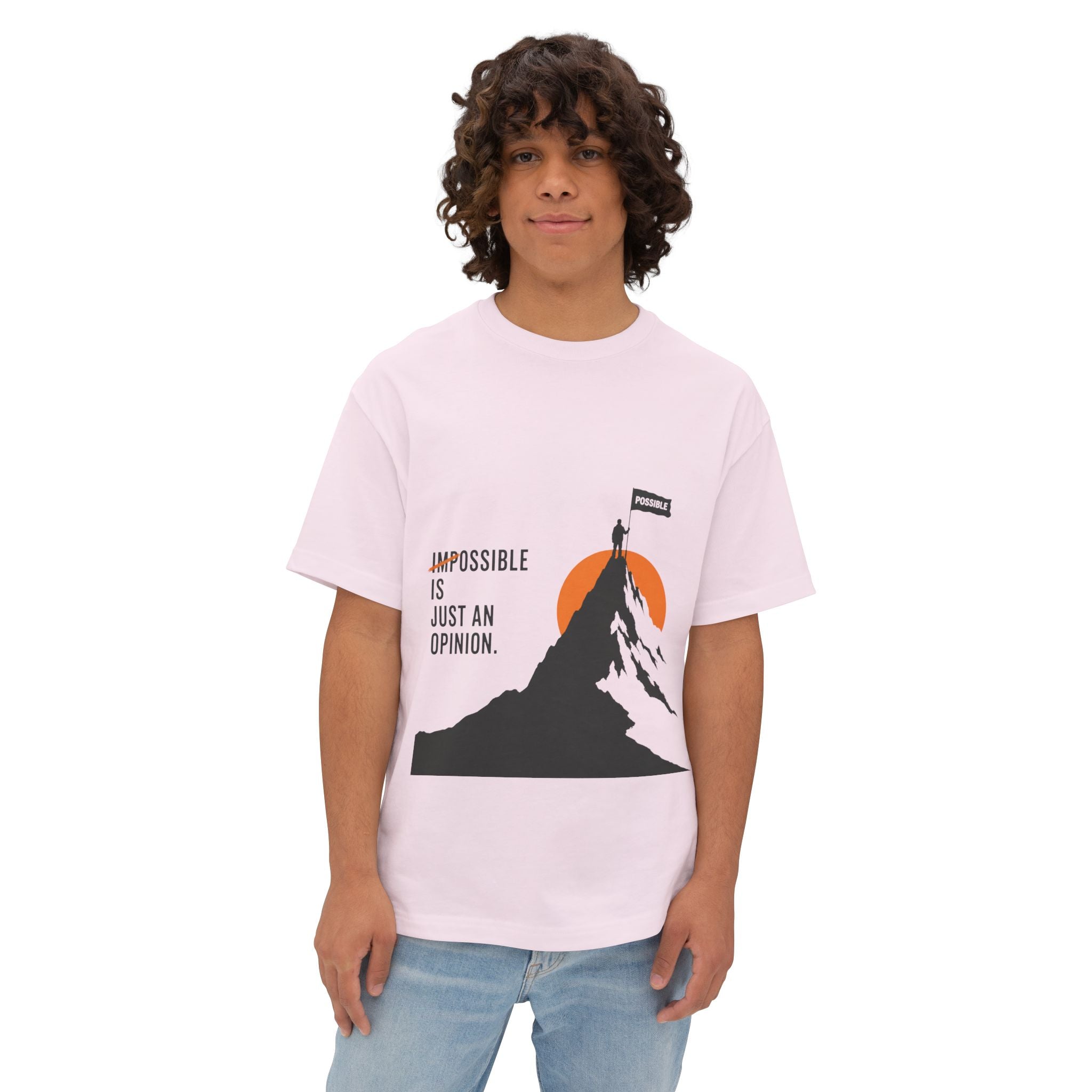 Impossible Is Just An Opinion Mountain Tee — Motivational Graphic T-Shirt