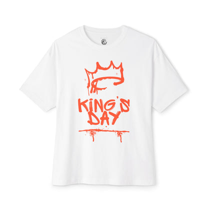 King's Day Graphic Tee — Oversized Boxy Shirt with Red Crown Design