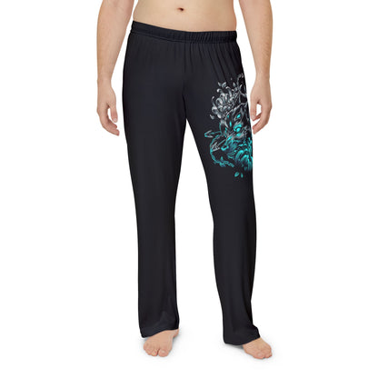 Men's Pajama Pants — Teal Dragon Smoke Graphic Lounge Pants