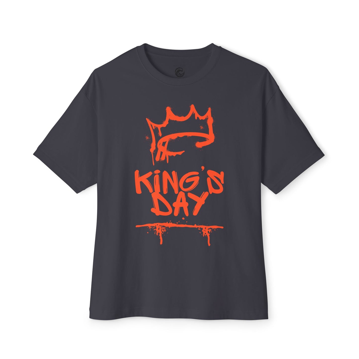 King's Day Graphic Tee — Oversized Boxy Shirt with Red Crown Design