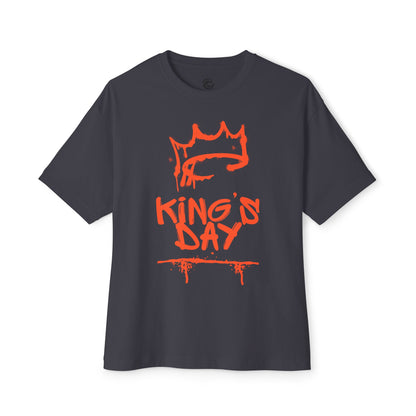 King's Day Graphic Tee — Oversized Boxy Shirt with Red Crown Design