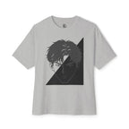 Anime tshirt Split-Face Graphic — Monochrome Half-Shadow Design