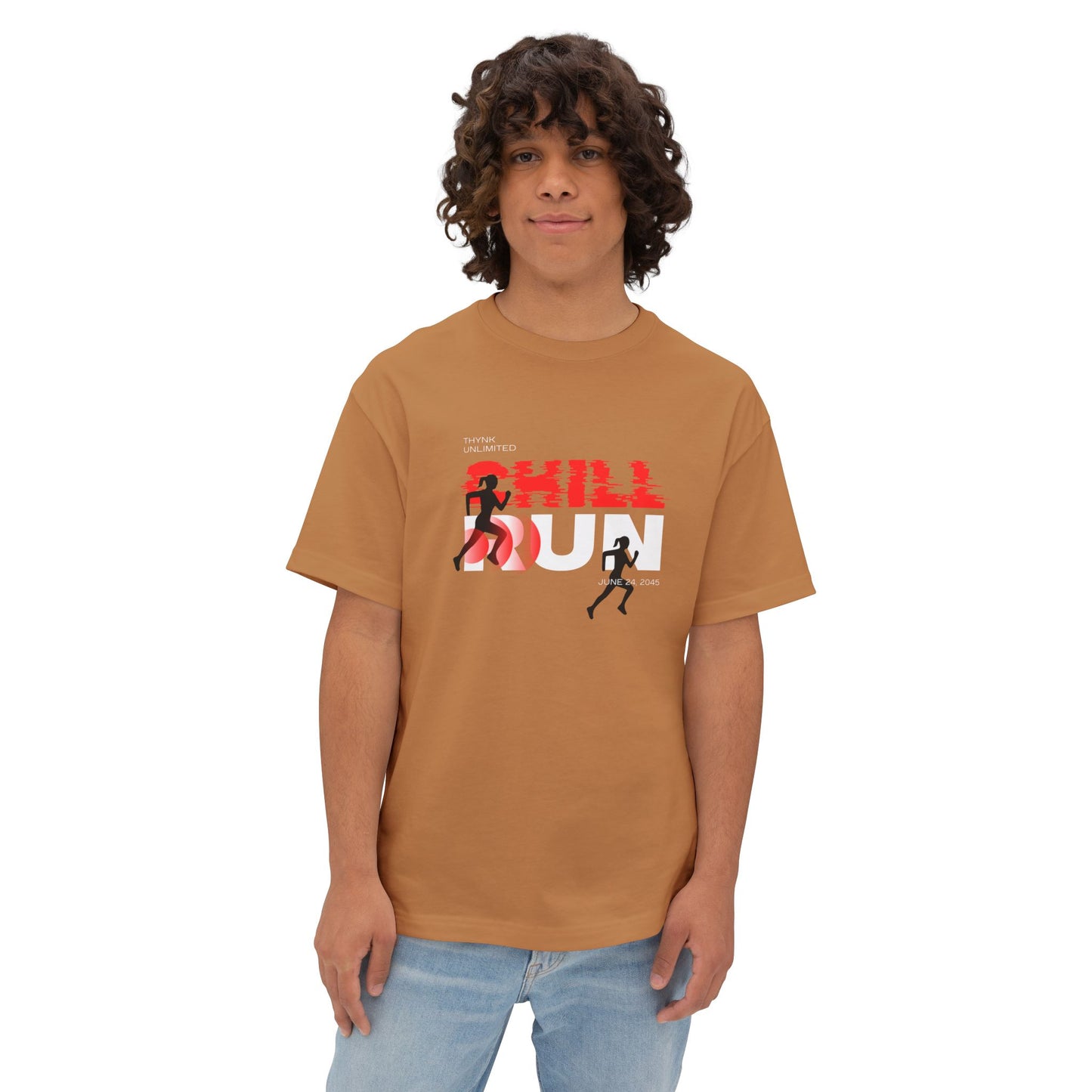 Chill Runner Tee — Minimalist Running Graphic Oversized Shirt