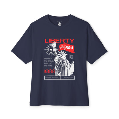 Liberty 1924 Graphic Tee - Vintage Flag Boxy T-Shirt
