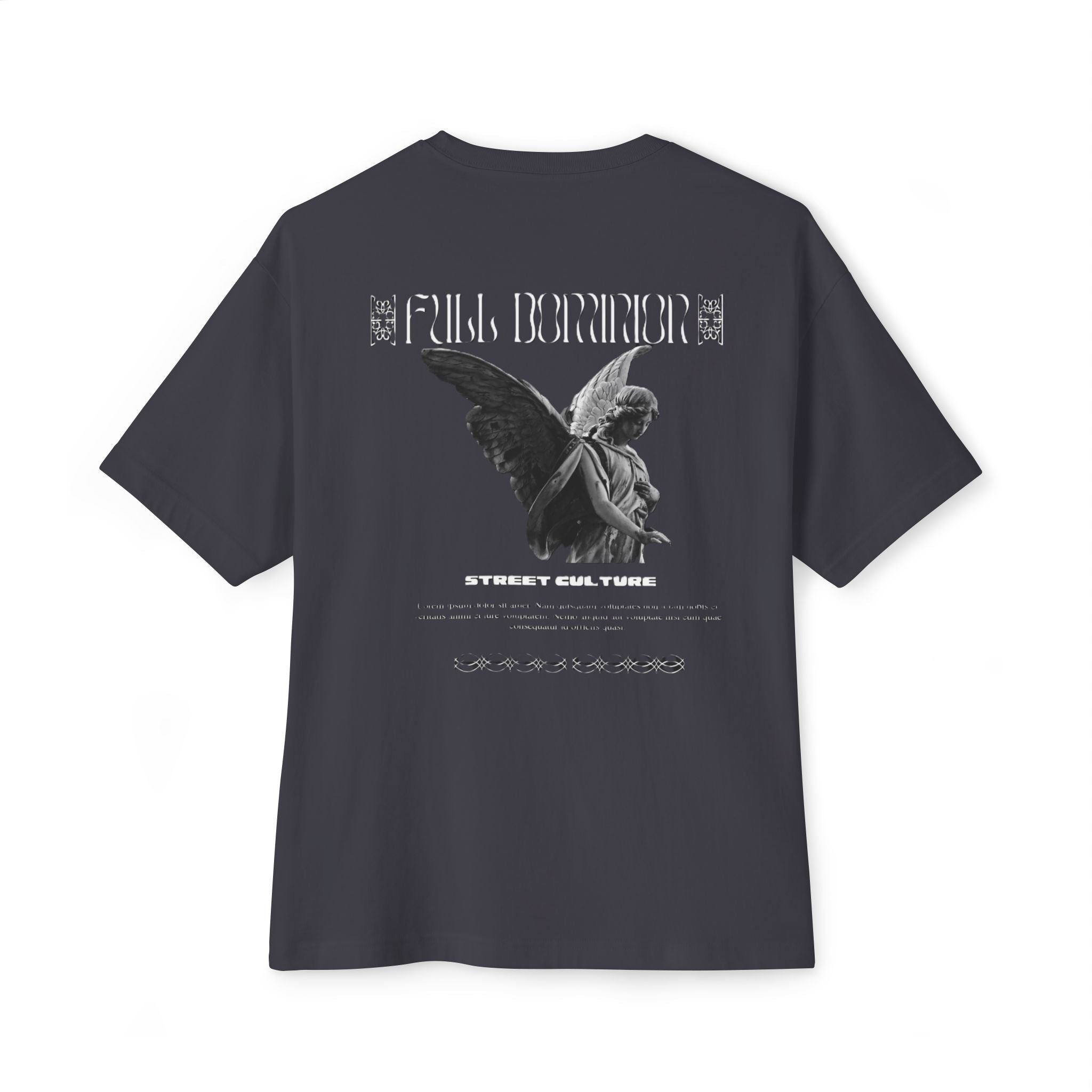 Black Tshirt Angel Statue — 'Pure Remorse' Streetwear.