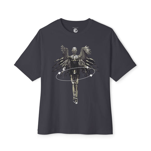 Black tshirt Angel Hula Hoop — Metallic Angel Wings Streetwear