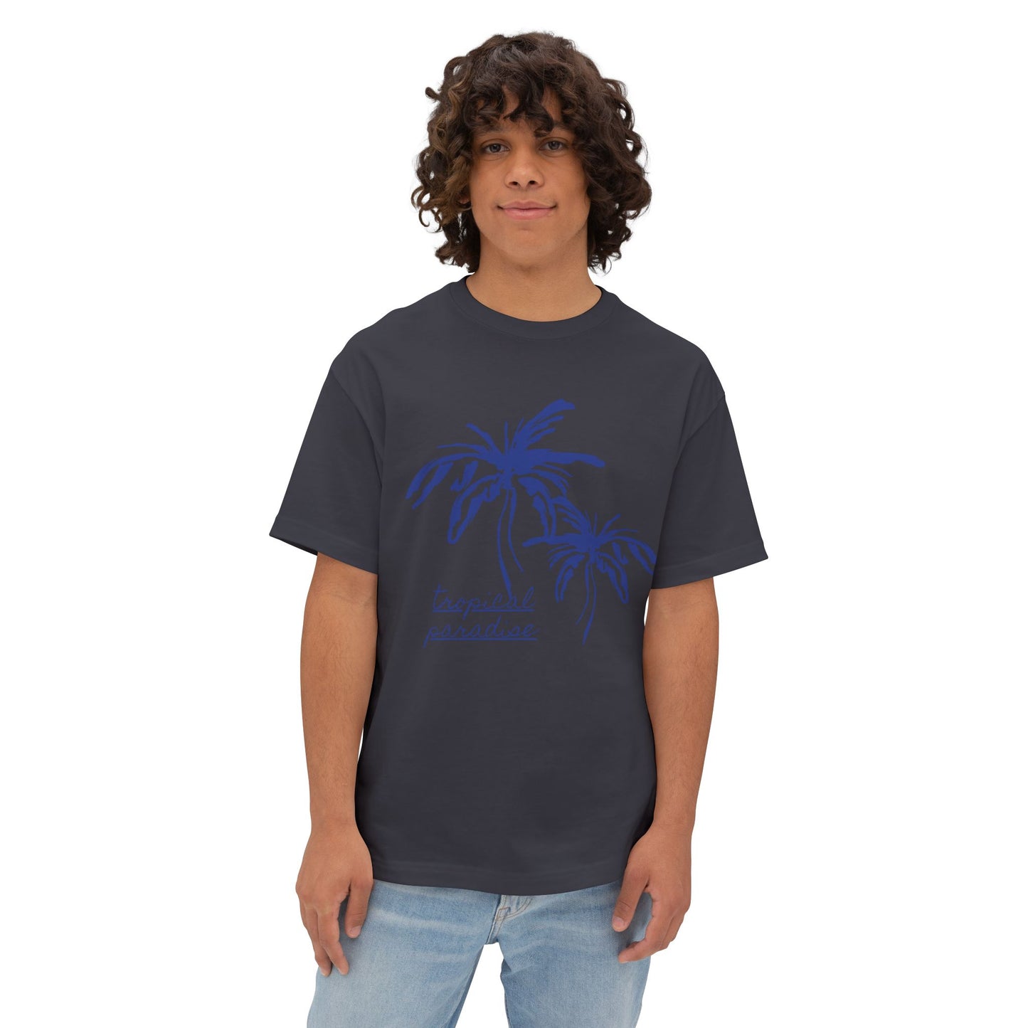 Tropical Paradise Boxy Tee — Palm Tree Oversized Graphic T-Shirt