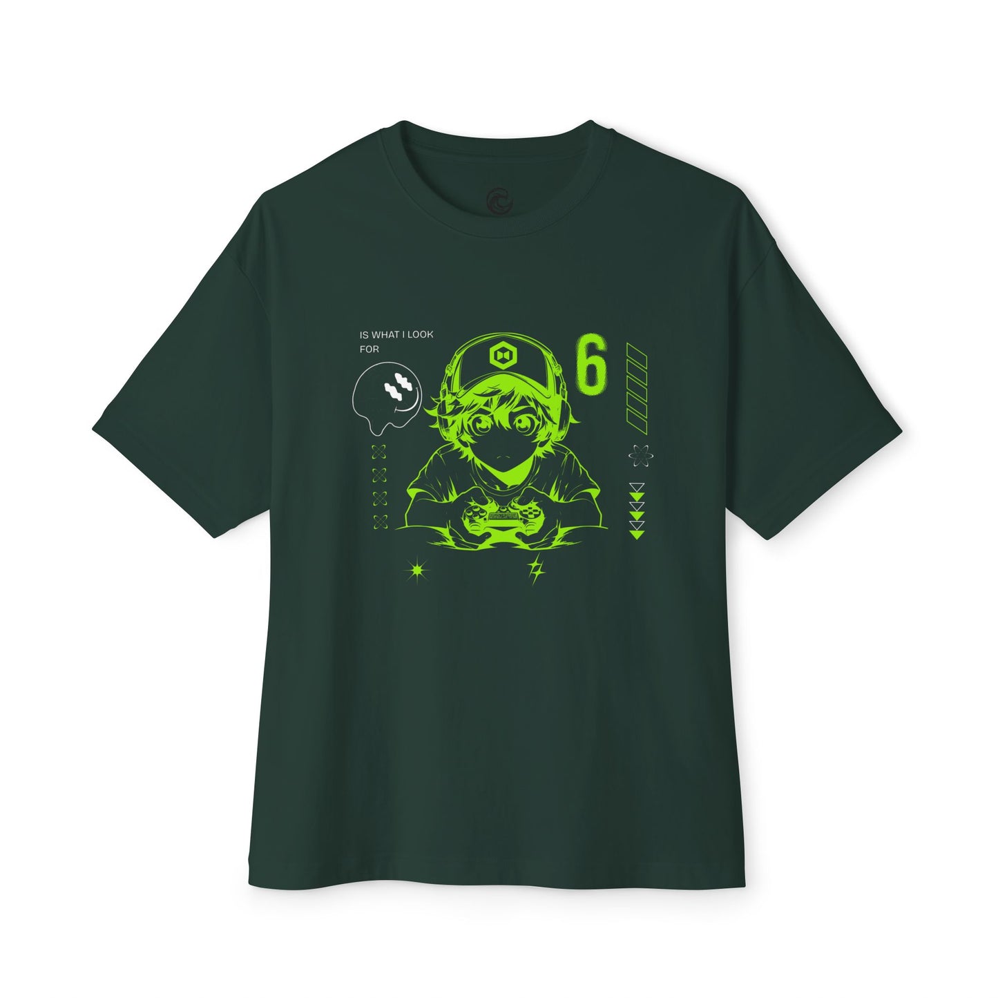 Cyber Gamer Tee — Neon Green Anime Controller Design