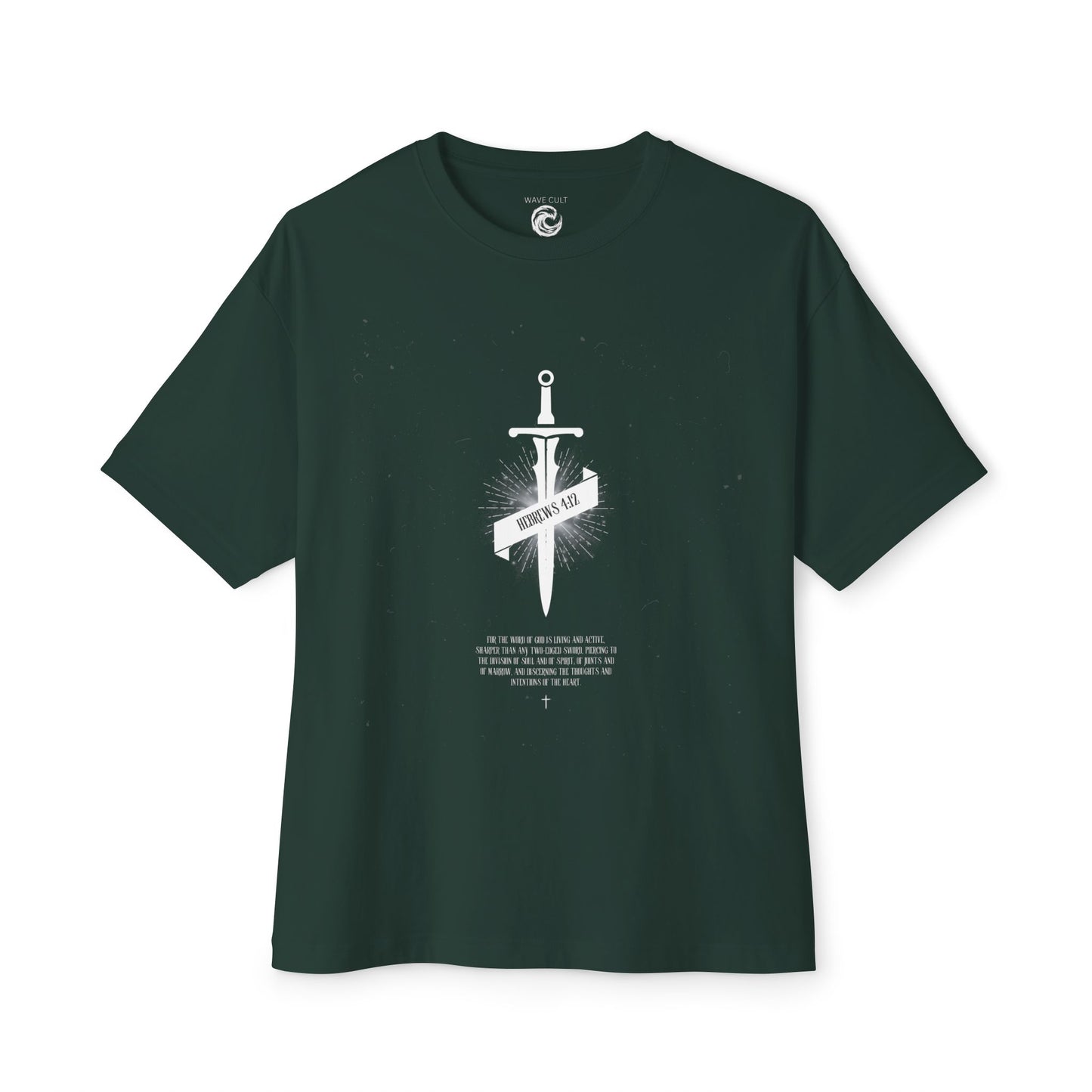 Boxy Tee — Dagger & Banner Graphic T-Shirt ("Forgive Us")