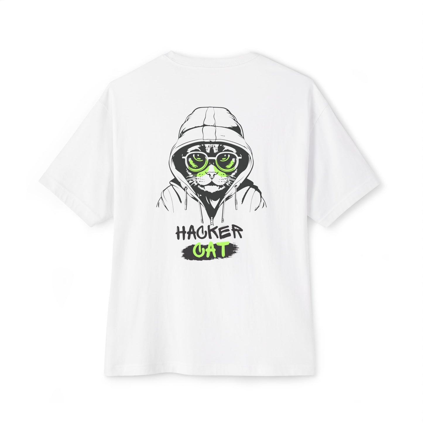 Hacker Cat Tee — Graphic Oversized Boxy T-Shirt