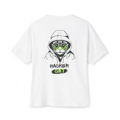 Hacker Cat Tee — Graphic Oversized Boxy T-Shirt